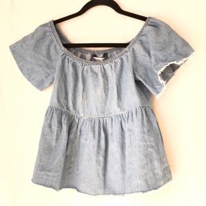 Zara 1975 Demin Off-the-shoulder Crop Top